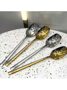 1 件装韩式不锈钢长柄汤勺、拉面勺、饭勺、粥勺，带加深加大碗、厨房、圣诞礼物