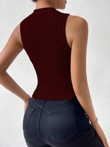 Rafferiza Women's Casual Solid Color Minimalist Ribbed Tank Top - Multicolor - View 2