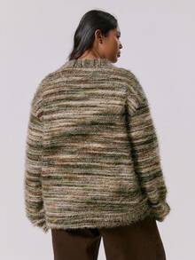 MUSERA Cárdigan con cuello en V con botones y textura de punto, talla grande, para uso diario, vacaciones, fiestas y primavera-verano - Multicolor - Ver 4