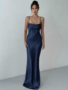 Aloruh 女士时尚纯色性感露背吊带连衣裙