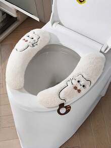 Joivida 舒适卡通马桶座套 - 加厚保暖防滑垫，四季通用，易于清洁，带底座环，浴室配件