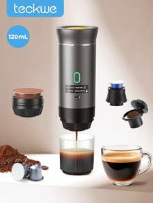 Teckwe Portable Electric Espresso Machine, Camping Coffee Machine, Car Coffee Machine With Self Heating Function, USB-C Interface, Suitable For Grinding Coffee And NS Capsules, RVs, Hiking And Offices - Grey - View 1