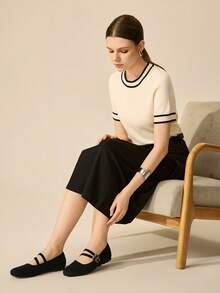 CUCCOO BASICS 女士时尚玛丽珍圆头平底鞋 - 黑色 - 查看 7