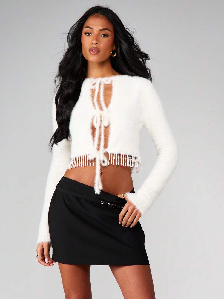 MISSGUIDED Mini-jupe-short à détail de boucle, taille haute, jupe courte d'été moulante pour festival, soirée, sortie en boîte