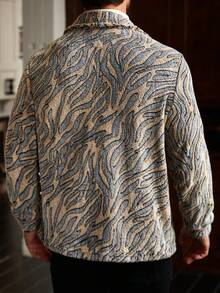 Manfinity LEGND 男士舒适法兰绒长袖斑马纹抓绒外套 - 黃色 - 查看 2