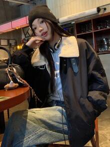 DAZY Women's Casual Korean Street Style Long Sleeve Jacket Winter - Black - View 4