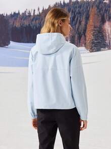 OutZeal Women Water-Resistant Windproof Drawstring Hem Hooded Blue Outdoor Jacket Hiking Camping Fall Winter - Blue - View 8