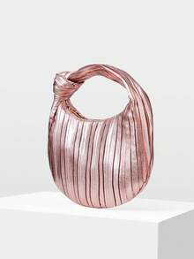 MOTF PREMIUM 女士柔软褶皱面料新月结手提包 - 淺粉色 - 查看 3