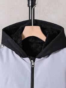 2pcs Boys' Hooded Fleece Jacket Matched With Black Fleece Pants, Soft And Comfortable Fabric, Suitable For Autumn/Winter, Suitable For Outings, Outdoor Sports, School, Photography, And Casual Wear - Black - View 4