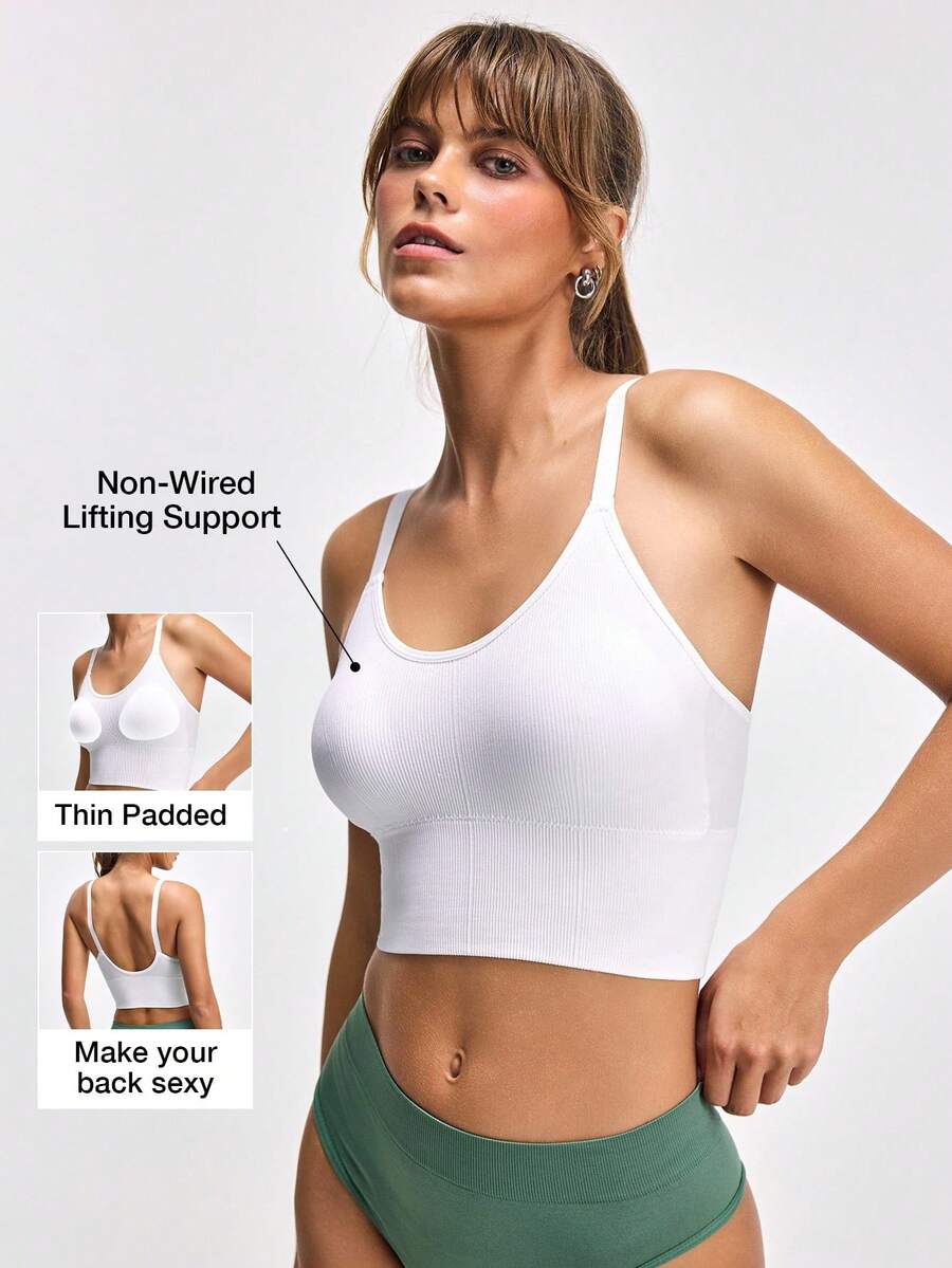 LOUNGEISTA Women Sports Casual Thin Padded Non-Wired Lifting Support Shock-Absorbing Bra, Workout Sports Bra - White - View 1