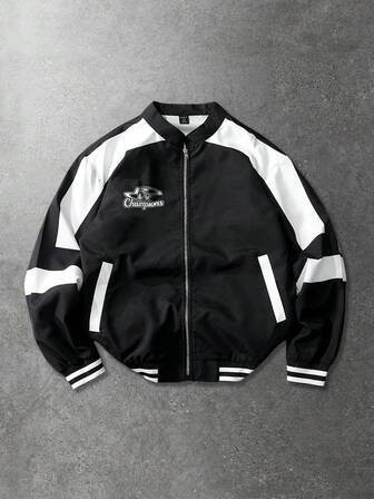 Street Life Unisex Lässig Jacke mit englischem Aufdruck, Streetstyle Amerikanische Jacke