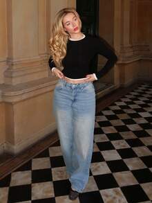 Turnttoni 撞色修身长袖上衣休闲度假机场假日可爱秋季返校秋冬