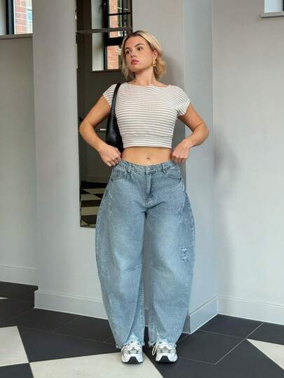 Bethéva 休闲破洞喇叭牛仔裤