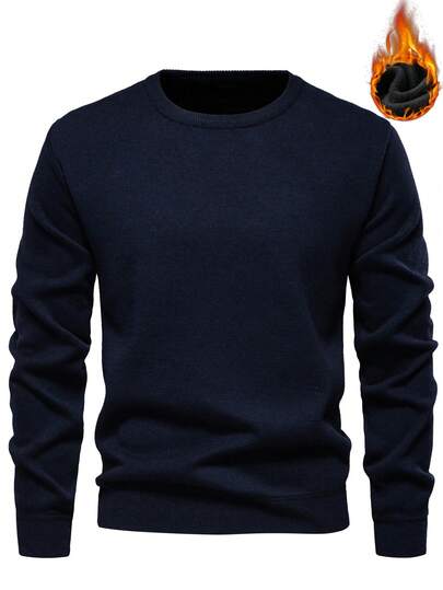 Manfinity Mode Plusstorlek Herr Casual Enfärgad Fleece Tröja, Höst/Vinter