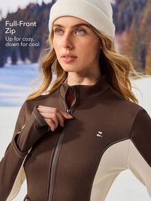 OutZeal Women Winter Thermal Outdoor Jumpsuit Christmas Outfit Skiing Daily Soft Brushed Lined With Front Zip Pocket - Brown - View 2