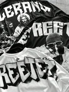 AXEPEAK 3件套男士针织休闲日常印花短袖T恤 - 彩色 - 查看 6