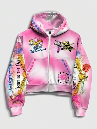 Street Life Herren Hoodie-Jacke mit Batik-Stil Digital Muster, für Frühling/Herbst/Winter