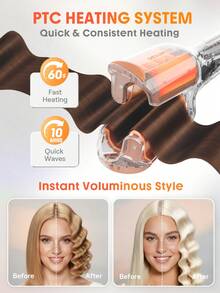 SHEGLAM HAIR تمويج الشعر من بيتش بيب، تمويج الشعر الأيوني، مكواة تمويج الشعر، 2 أسطوانية لتجعيد الشعر مع مقاومة للحرق، 50 مليون أيون وتموج سريع 10 دقائق، مؤقت ذكي ودرجات حرارة قابلة للتعديل، أداة شعر سهلة الاستخدام للنساء - قابس المملكة المتحدة تخرُّج عيد ميلاد هدية عطلة شتاء لون القرنفل الاهتزاز ماكياج حزب شاطئ يسافر التخييم مدرسة حرم الجامعة المهرجانات وَردَة حاضر بنت سحر أفضل عيد الحب يوم المرأة أحب نفسك - فضي - مشاهدة 9