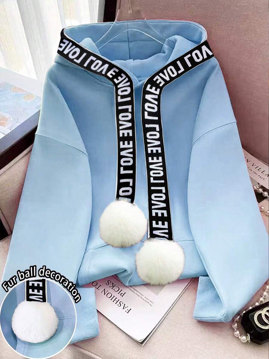 Resyla 女士秋冬新款高端简约抓绒卫衣，女士秋季服装 - 藍色 - 查看 1