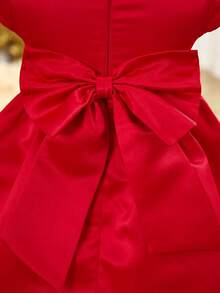Váy trang trí nơ đỏ thanh lịch và dễ thương cho bé gái - Đỏ - Xem 5