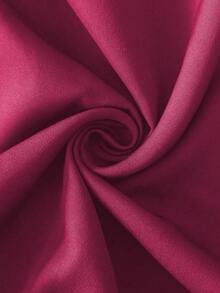 Roveilla 大码女式复古简约保守休闲纯色长袖连衣裙，秋冬 - 玫紅色 - 查看 4