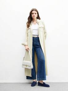 CUCCOO BIZCHIC 女式海军蓝绒面舒适休闲乐福鞋，百搭平底一脚蹬鞋，适合户外、工作、日常穿着 - 藍色 - 查看 6