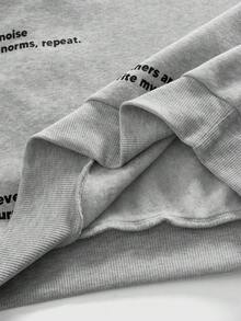 ROMWE MEN Street Life Men's Minimalist Letter Print Crew Neck Pullover Sweatshirt - Grey - View 5