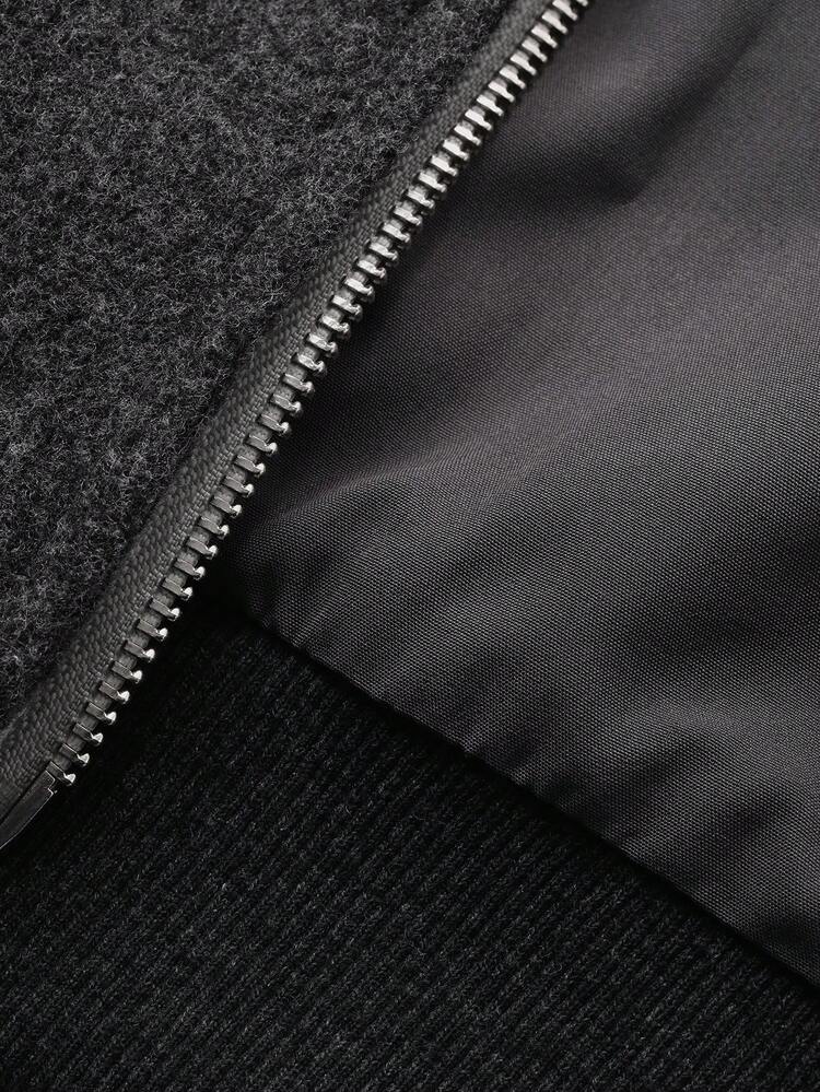Dazy Plus Contrast Color Patchwork Hooded Casual Loose Thick Jacket, Plus Size For Teenage Girls, Autumn/Winter Women Coats