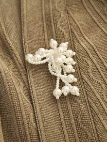 Omancia Chaqueta/abrigo de mujer de pana con textura, elegante y de moda, de punto, para otoño/invierno - Caqui - Ver 3