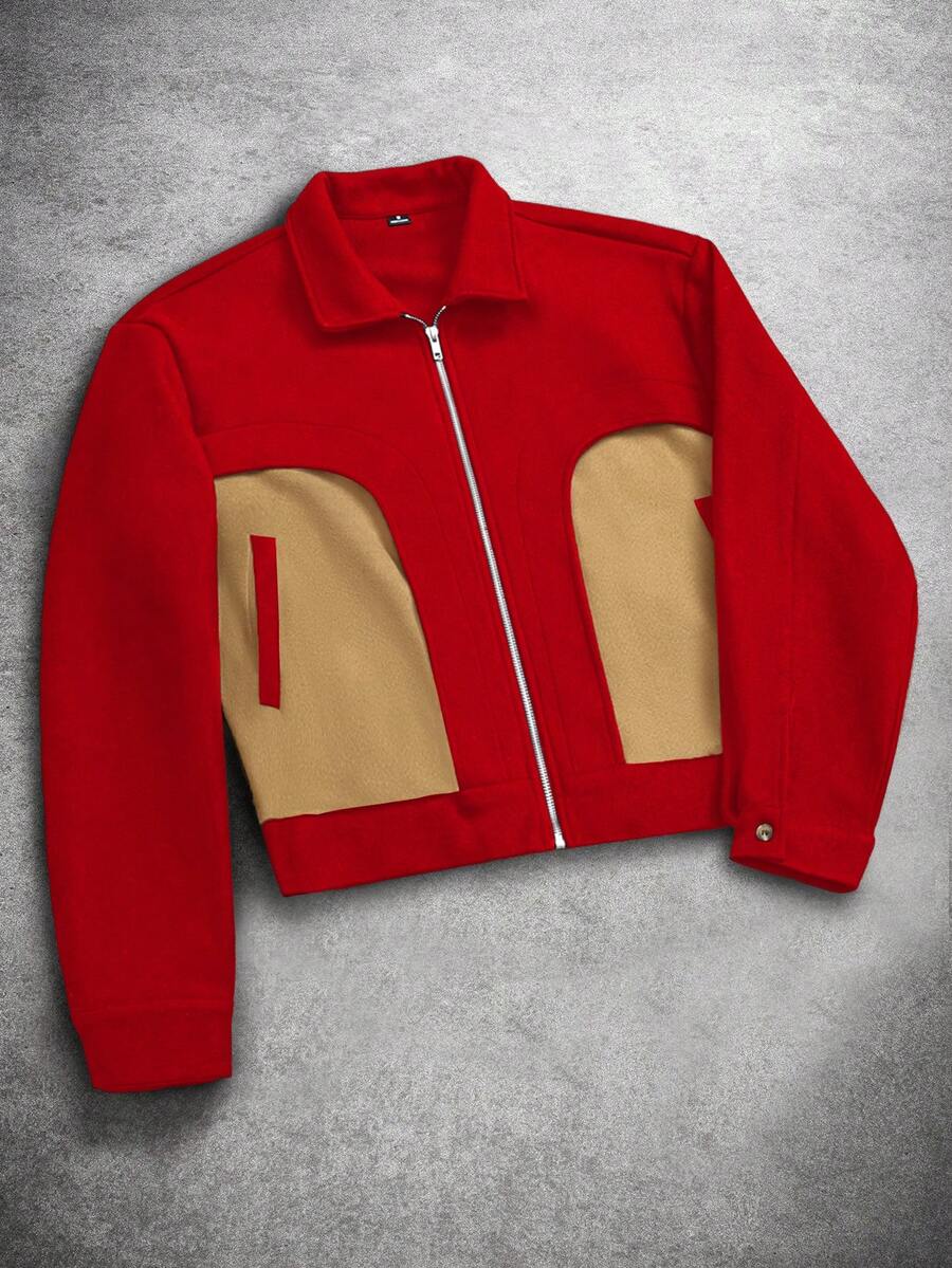 PAVTROS Men's Casual Street Style Long Sleeve Jacket - Red - View 1