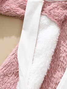 SHEIN 新生婴儿熊猫主题服装，可爱有趣的毛绒厚面料长袖连体衣，配有裤子和 3D 刺绣帽子，适合派对、聚会、生日、拍照、游乐园、动物园、户外活动，柔软舒适，适合秋冬季，适合新生儿 - 珊瑚粉 - 查看 3