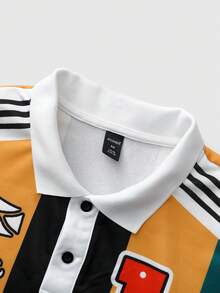 ROMWE MEN Prep Unisex Striped Pullover Pullover Sweatshirt, Street Style American Sweatshirt, Autumn/Winter - Yellow - View 6