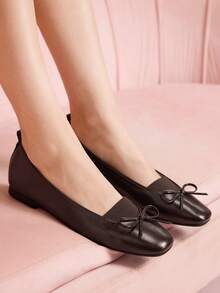 CUCCOO DOLLMOD 女式巧克力棕色平底圆头舒适软底低帮弹力芭蕾平底鞋，秋季 - 咖啡棕 - 查看 5