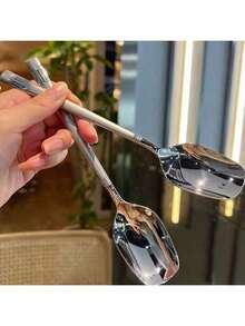 1 件装韩式不锈钢长柄汤勺、拉面勺、饭勺、粥勺，带加深加大碗、厨房、圣诞礼物