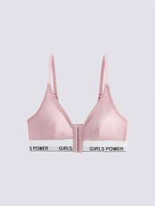 Loungeista Front Close Wireless Letter Graphic Bra Sets For Women