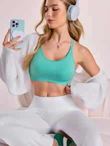 Sovereign Charm Soutien-gorge de sport sans couture, ajusté sexy, beau dos, soutien-gorge de sport pour la course