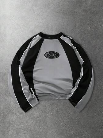 Unisex Street Style English Text Print Long Sleeve T-Shirt, Casual Everyday Wear