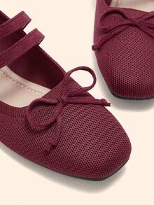 CUCCOO BASICS 女士时尚玛丽珍圆头平底鞋 - 酒紅色 - 查看 8