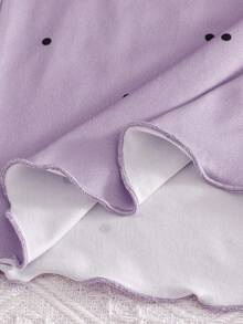 2pcs/Set Baby Girls' Short Sleeve Nightgown, Casual Cute Printed Interchangeable, Suitable For Home Wear, Spring/Autumn Purple Toddler Dress - Red Violet - View 5