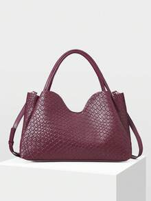MOTF PREMIUM PU LEATHER TEXTURED TOTE BAG - 中紫紅色 - 查看 5