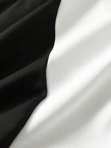 ROMWE MEN Street Life Áo nỉ chui đầu màu tương phản chắp vá thường ngày cho nam, Thu/Đông, Áo dài tay - Đen và trắng - Xem 3