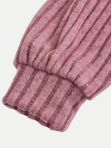 SHEIN Girlism Teen Girls' Pink Ribbed Turtleneck Loose Waist Snug Fit Hip Ruched Snug Fit Casual Elegant Retro Versatile Long Sleeve Mini Dress - Pink - View 4