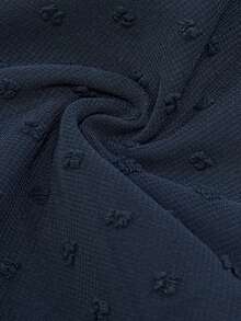 SHEIN Clasi Women's Swiss Dot Stand Collar Lantern Sleeve - Royal Blue - View 6