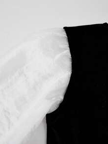 Tween GirlsRhinestone & Sheer Mesh Patchwork Gothic Dress, Suitable For Halloween, Parties, Gatherings, Birthdays - Black and White - View 3