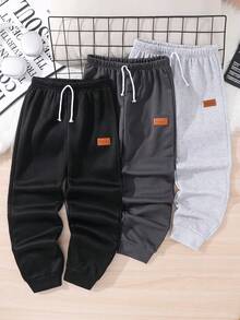 SHEIN 3pcs Tween Boy Casual Letter Printed Sweatshirt And Pants Set Chic Outfits For Jogging Pants Joggers Sweatpants Sweatpants Pack - Multicolor - View 6