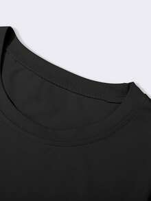Manfinity Homme Áo thun nam tay ngắn cổ tròn, kiểu dáng thường ngày, đa năng cho mùa hè, áo thun nam mặc đi làm in hình người. - màu đen - Xem 5
