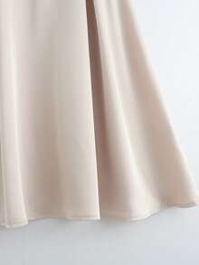 Franclia Falda elegante de línea A plisada con efecto metálico vintage, adecuada para fiestas - Albaricoque - Ver 3