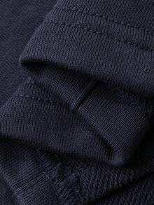 DAZY Men's Letter Print Loose Fit Hoodie Set, Navy Blue, Autumn - Navy Blue - View 6