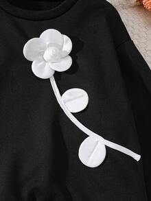 SHEIN 青少年3D蝴蝶结水钻装饰撞色蛋糕裙，适合休闲、学生日常穿着 - 彩色 - 查看 7