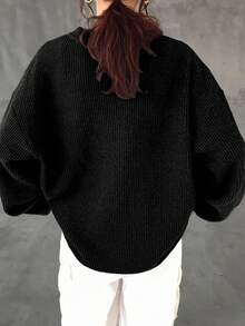 FRIFUL 女士宽松半拉链华夫格针织纯色金属拉链装饰长袖T恤